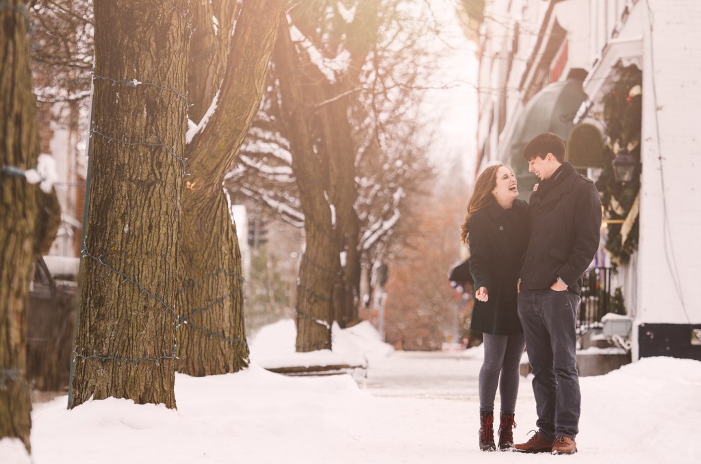Tom Studios winter engagement session Sun Flare