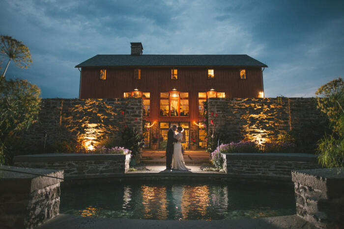 Treman Center Night Wedding Photo
