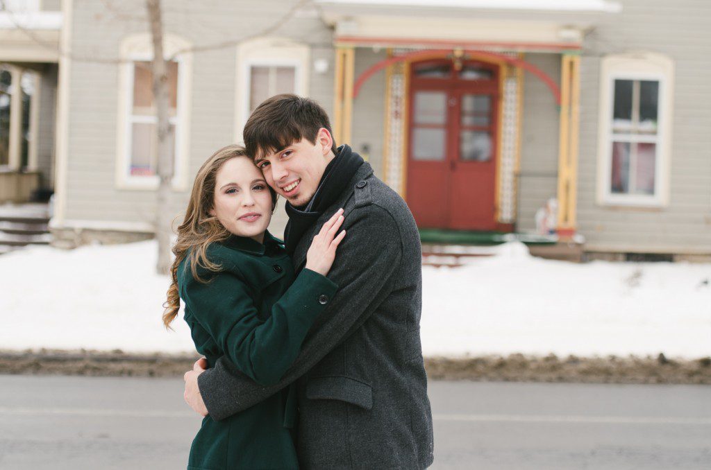 Tom Studios winter engagement session where they met