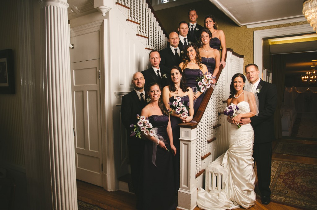 Bridal Party on the stair staircase at Dibbles Inn with Tom Studios Wedding Photography 