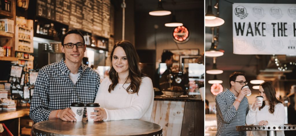 Engagement session at Utica Coffee