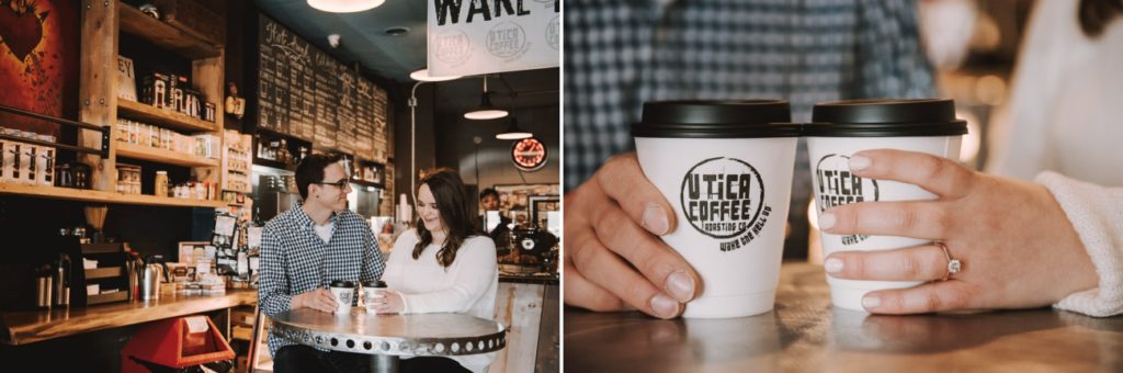 Engagement session at Utica Coffee
